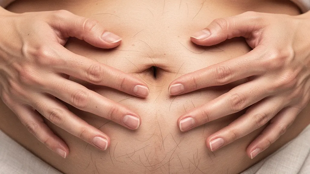 Auto-massage abdominal avec technique de respiration diaphragmatique pour drainage lymphatique