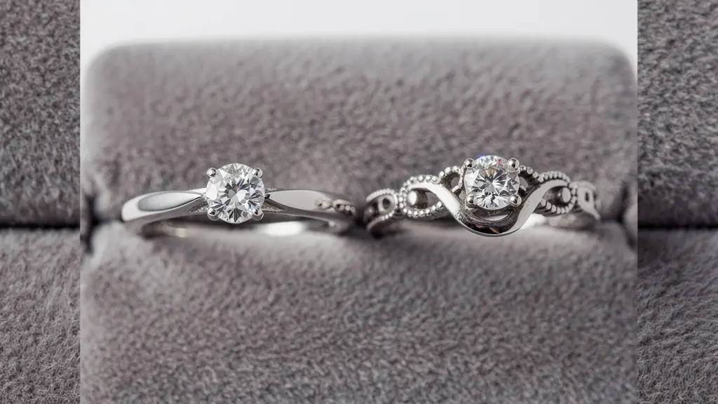 Comparaison entre un gros solitaire simple et une bague au design travaillé avec pierre plus modeste