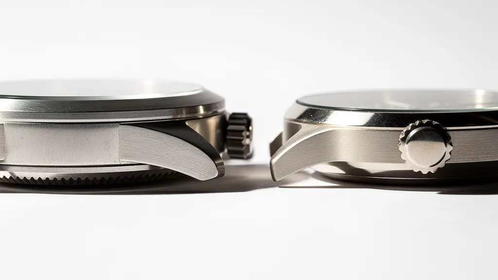 Comparaison visuelle entre l'épaisseur d'une montre standard et ultra-fine