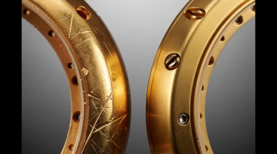 Comparaison visuelle entre des échantillons d'or 14k et 18k avec des montres de luxe