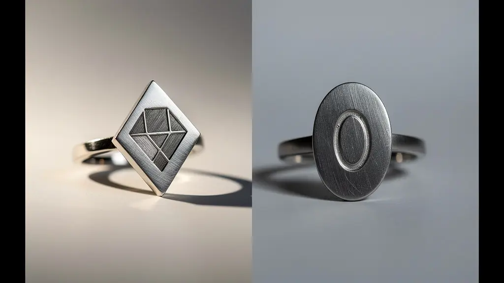 Comparaison visuelle entre poinçon de maître losange et poinçon d'importation ovale