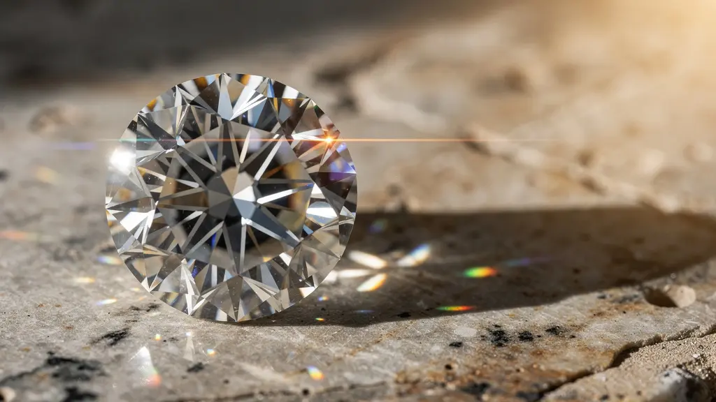 Diamant brillant exposé à la lumière naturelle montrant ses reflets et sa brillance caractéristique