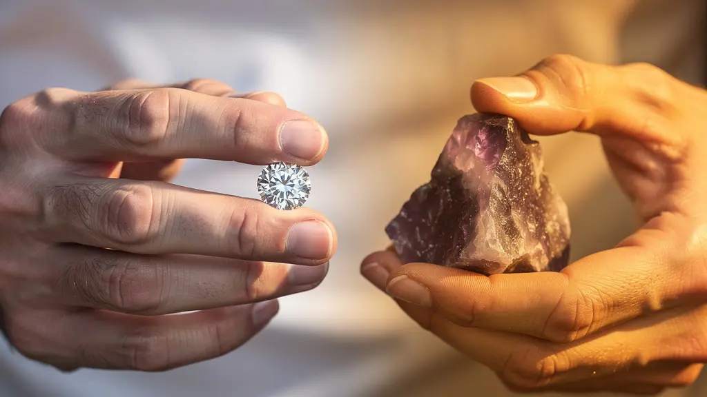 Contraste entre perfection technique du diamant et âme d'une pierre de soin