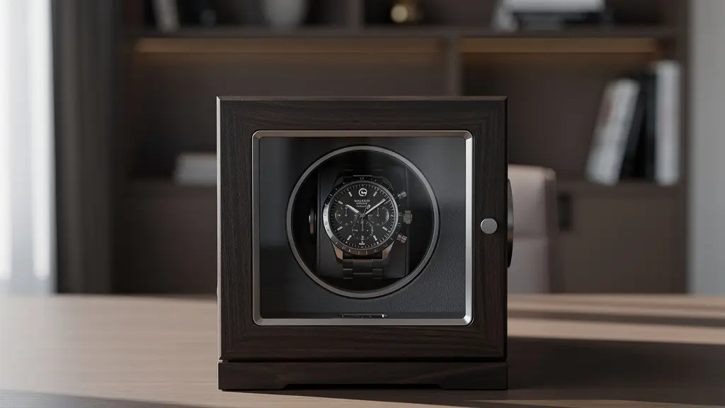 Remontoir de montre automatique élégant en bois avec montre en rotation